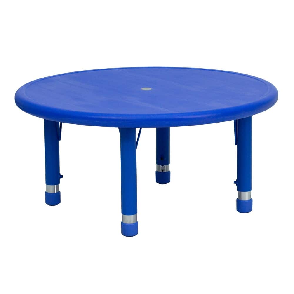 33" Round Plastic Height Adjustable Activity Table - School Table for 4