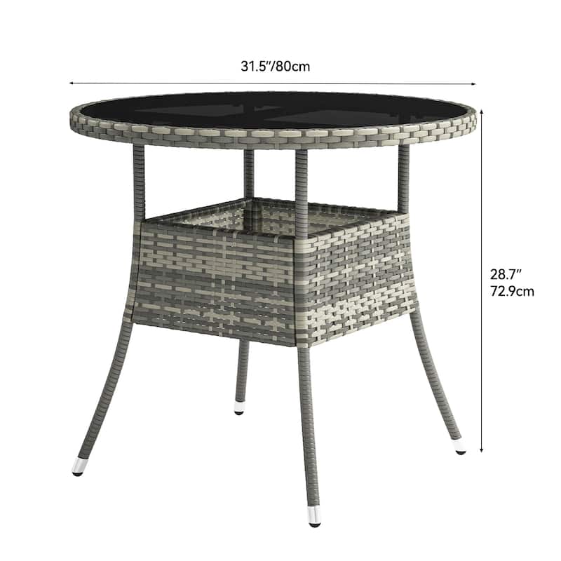 Outdoor Patio Wicker Table - 31.5" L x 31.5" W x 28.7" H
