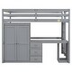 preview thumbnail 13 of 30, Full Size Loft Bed with Wardrobe, Desk, and Storage Drawers, Modern Space-Saving Design, Solid Pine Wood Frame, Grey