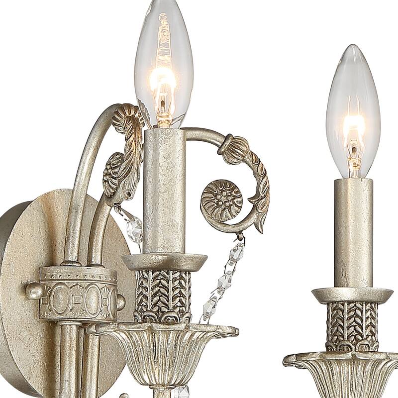 Regis 2 Light Spectra Crystal Silver Sconce - 12.5'' W x 15.5'' H x 7'' D