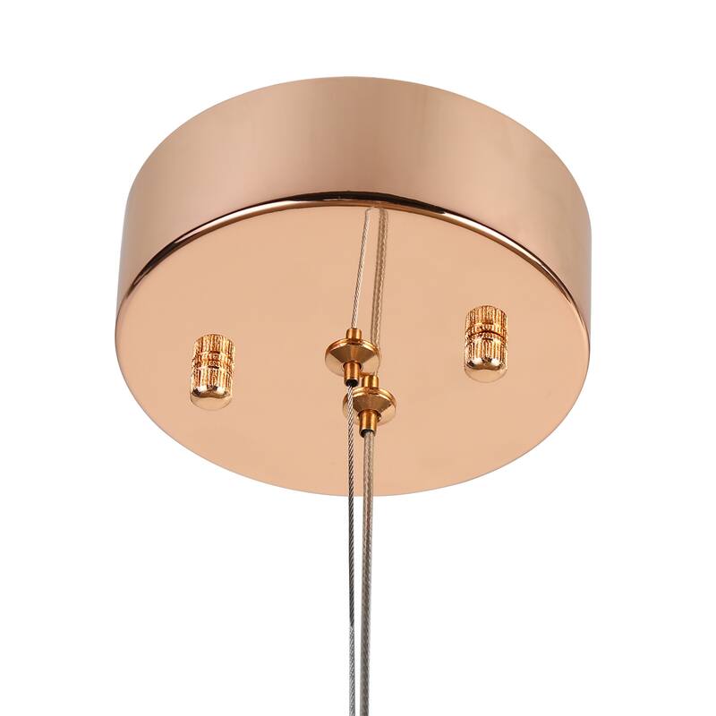 Modern Glam LED 1Light Crystal Drum Island Pendant Rose Gold Island