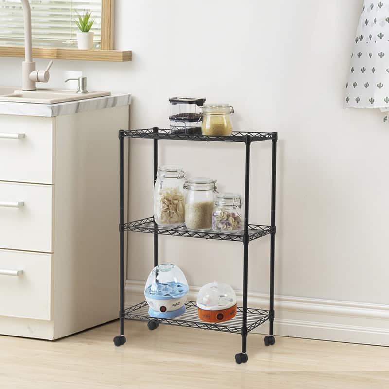 Black 3-Tier Shelving All-Purpose Utility Cart