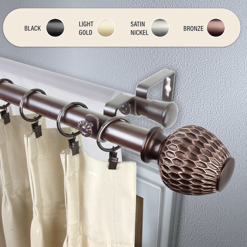 InStyleDesign Gwendi 1 inch Diameter Adjustable Double Curtain Rod - 120 to 170 inches - Bronze