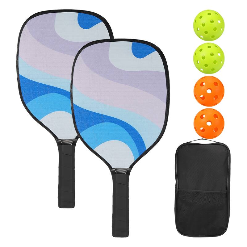 Pickleball Paddles Set 3 Wood Pickleball Rackets 4 Pickleball Balls & Carry Bag - Multicolor