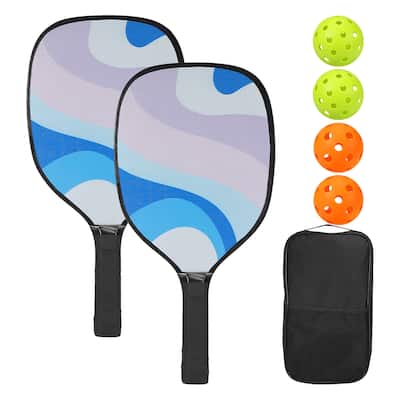 Pickleball Paddles Set 3 Wood Pickleball Rackets 4 Pickleball Balls & Carry Bag - Multicolor