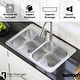preview thumbnail 6 of 4, Karran 33" Top Mount 18-Gauge Stainless Steel Double Bowl Kitchen Sink Kit - Silver