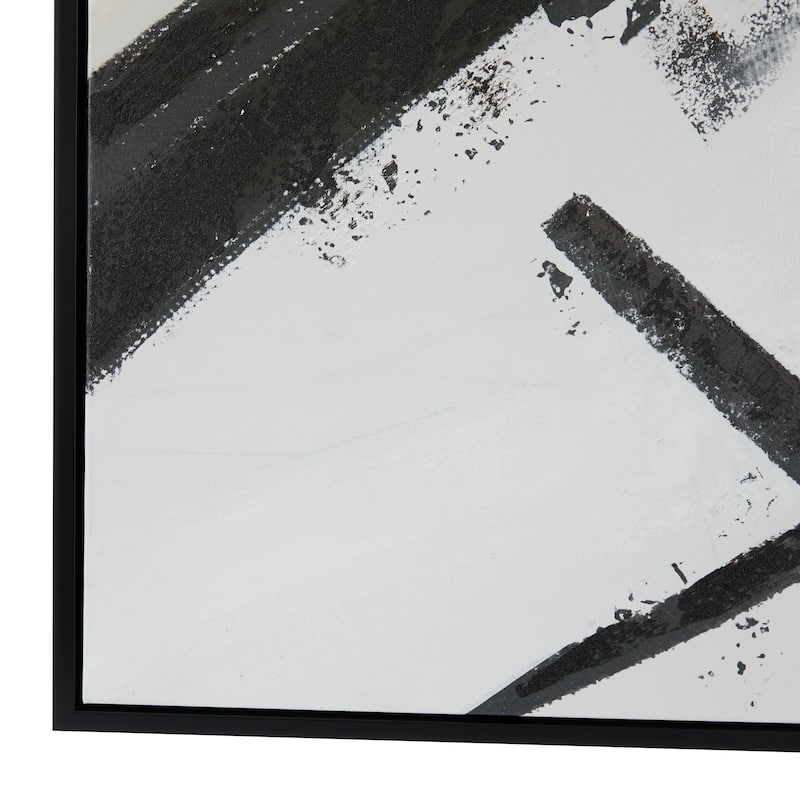 Black Polystone Contemporary Abstract Framed Wall Art
