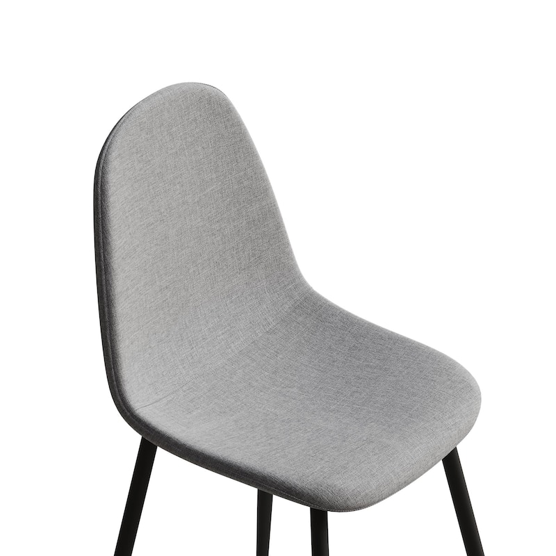 Linen 4 Piece Kitchen Dining Chair Set with Upholstered Cushion, Black Metal Legs for Dining Room Living Room Office Bedroom