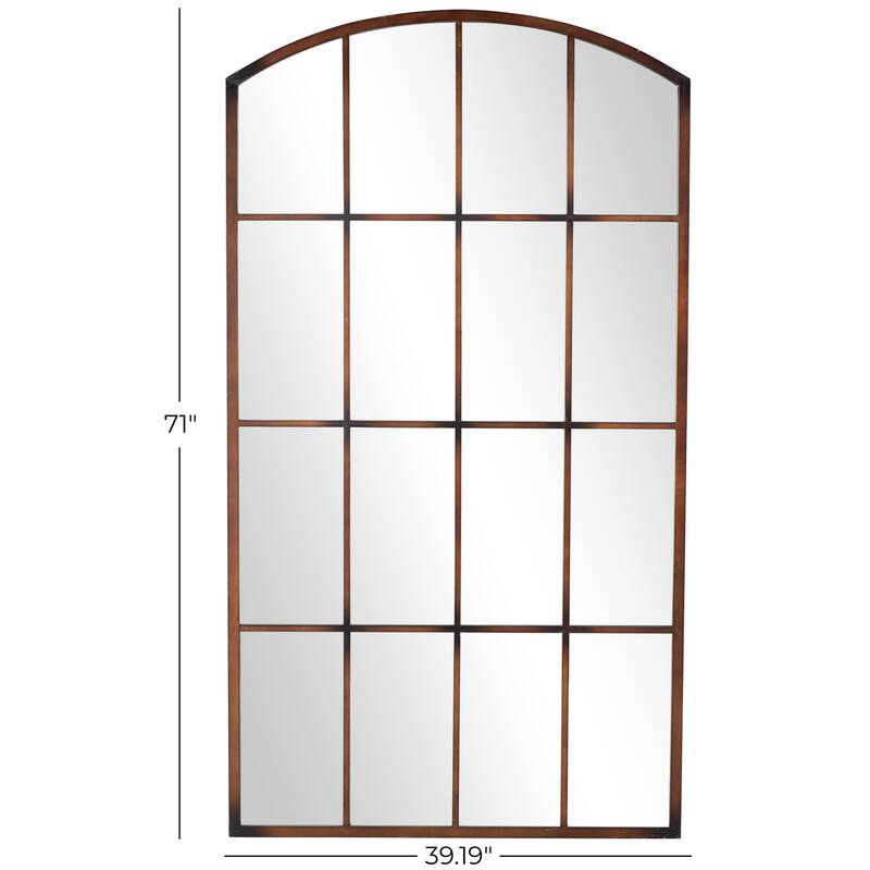 Metal Window Pane Inspired Grid Room Wall Mirror - Copper, Brown, Black - Roche River Decor