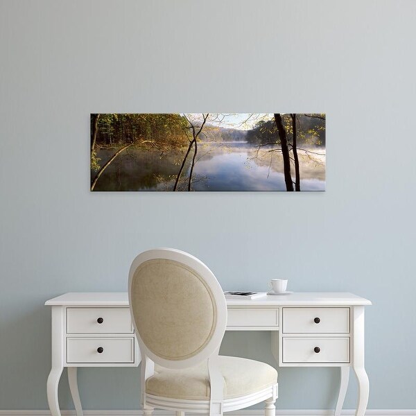 Easy Art Prints Panoramic Image 'Morning mist around a lake, Lake Vesuvius, Wayne National Forest, Ohio' Canvas Art