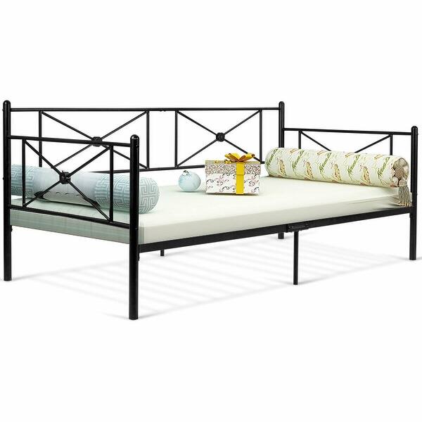 Shop Gymax Metal Daybed Twin Bed Frame Stable Steel Slats Platform