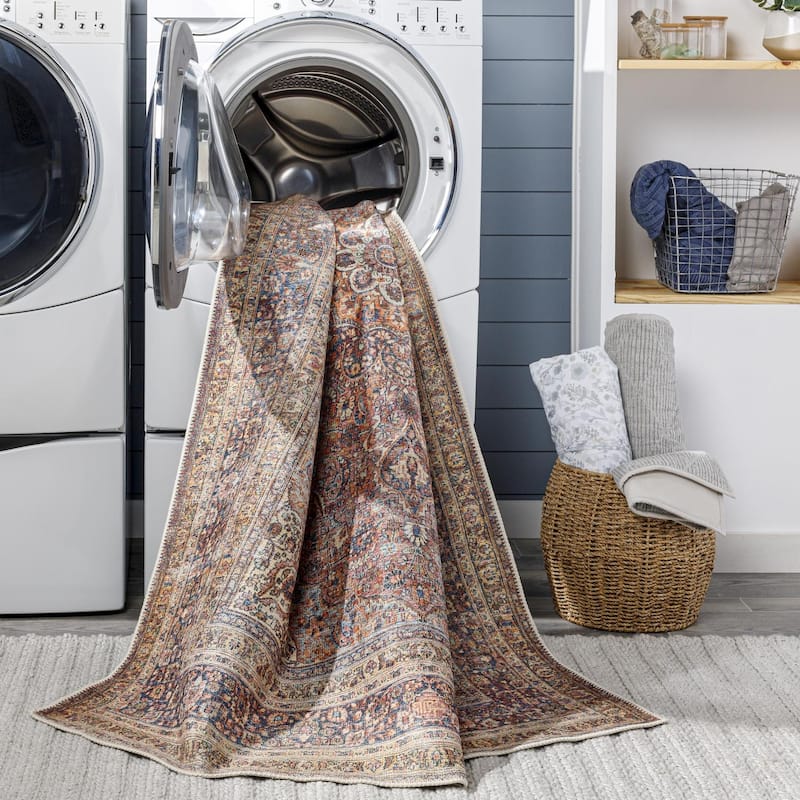Livabliss Traditional Amelie Medallion Washable Area Rug
