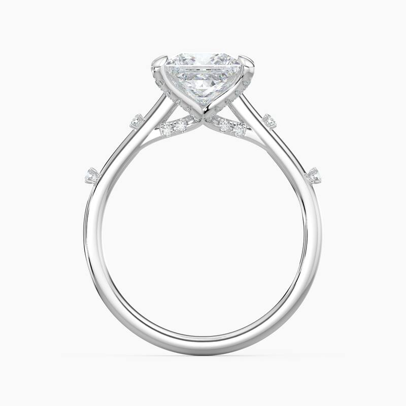 Auriya 14k Gold Petite Diamond Station Princess Lab Grown Engagement Ring 1.00 to 5.00 ct. tw. (F-G, VS)