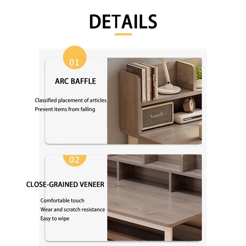 55.12" Rectangle Desk In Grey White