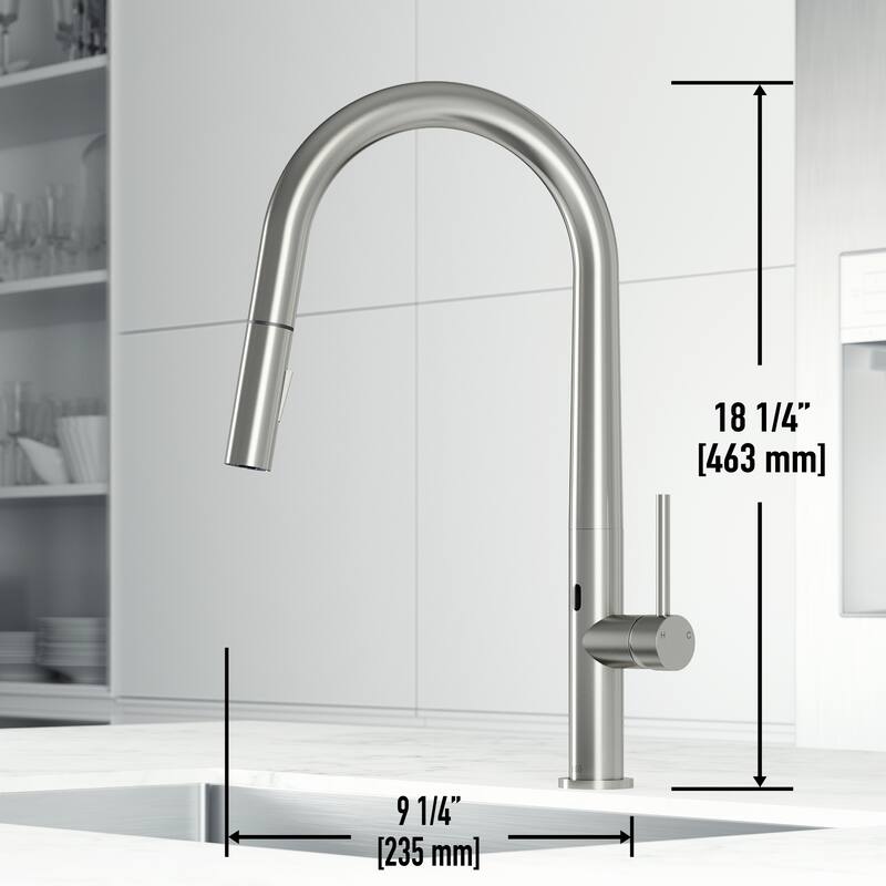 VIGO Greenwich 18" H Single Handle Pull-Down Sprayer Kitchen Faucet with Touchless Sensor