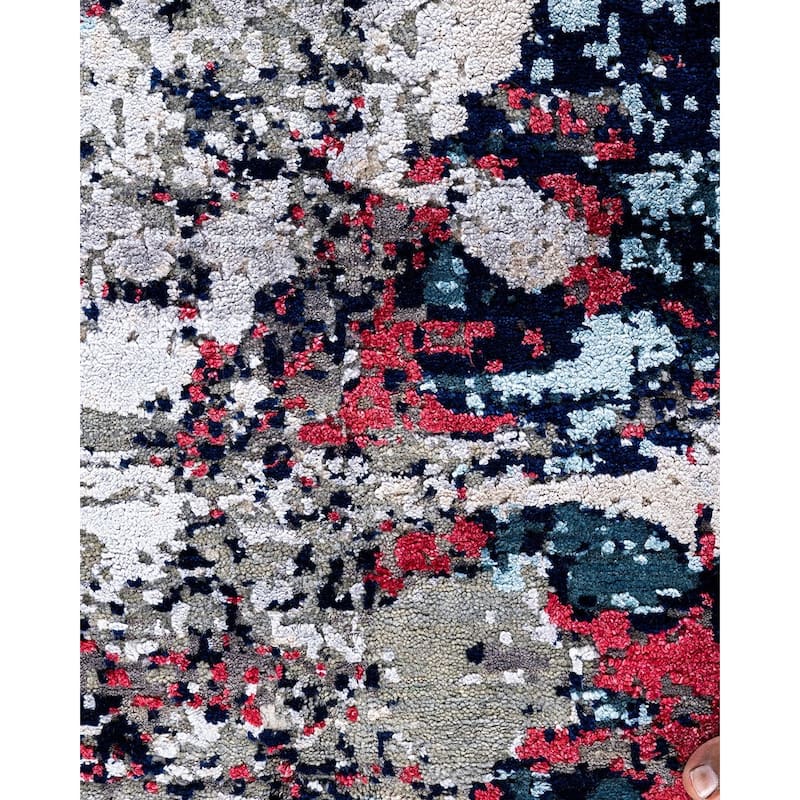 Ikat One-of-a-Kind Hand-Knotted Area Rug, Blue - 8' 2" x 10' 1"