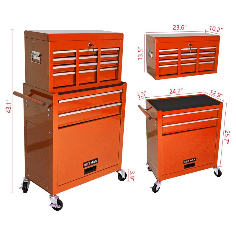 High Capacity Rolling Tool Chest with Wheels and 8 Drawers