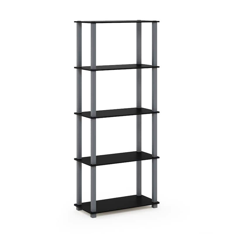 5 Tiers Wood Household Shelving Unit in Black/Grey (23.6 in. W x 57.4 in. H x 11.6 in. D) - 23.6