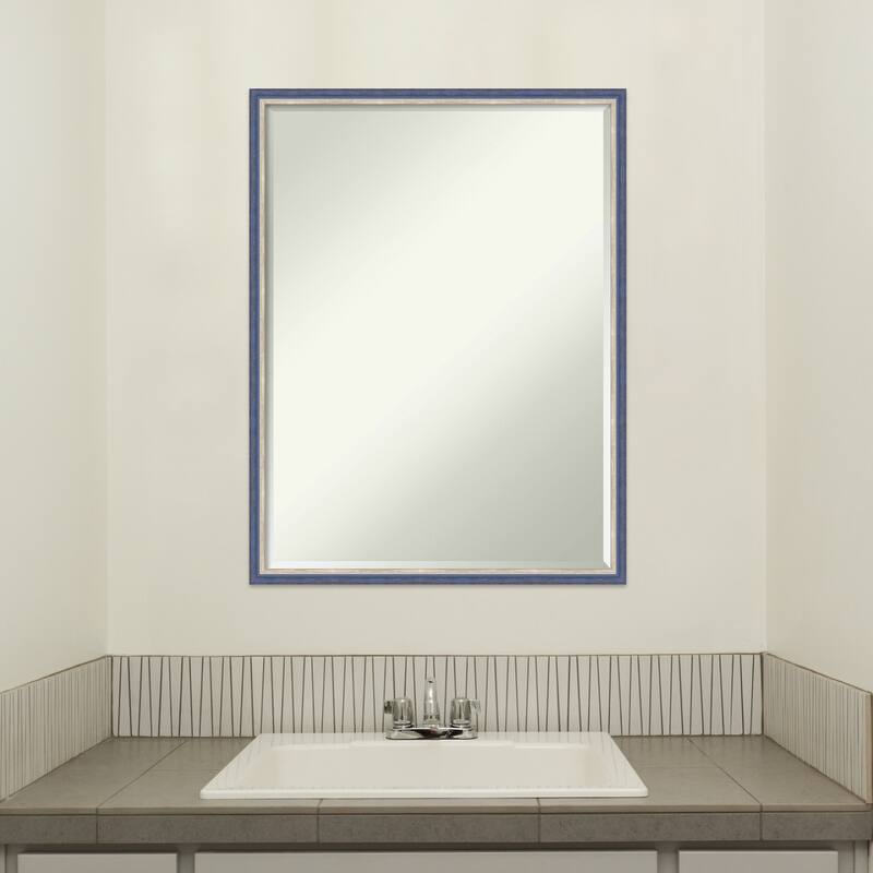 Theo Narrow Half-Inch-Bevel Wood Framed Bathroom Vanity Wall Mirror - Glass Size 18x24