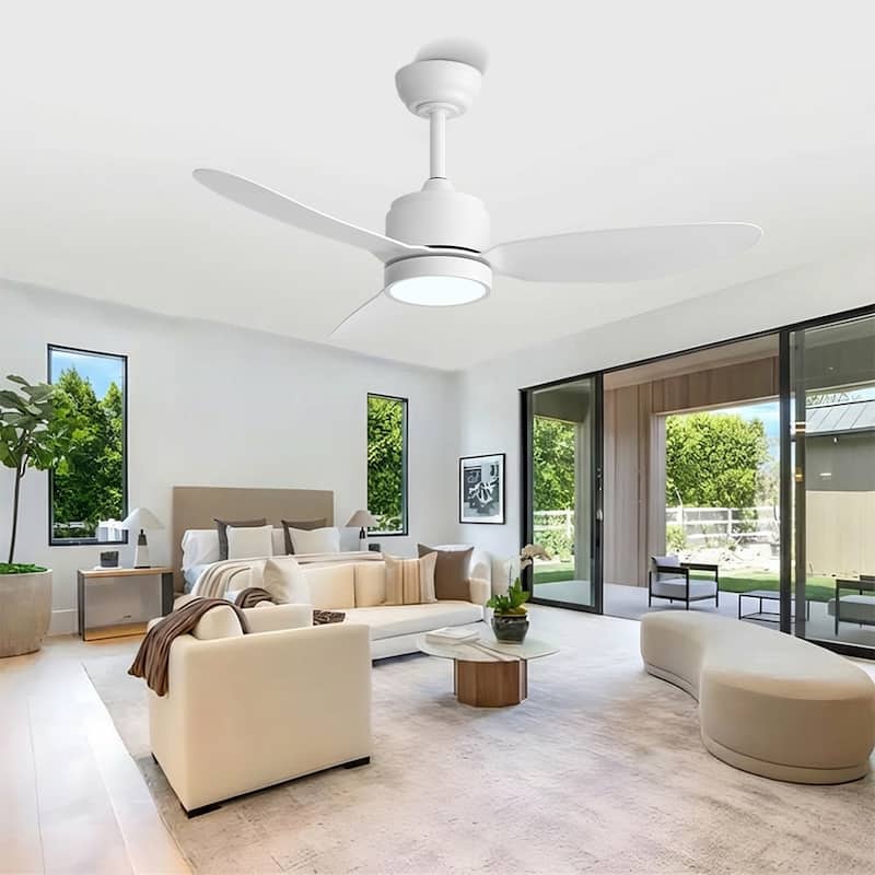 MLiAN 42 in 3 ABS Blades Indoor and Outdoor Ceiling Fan with Integrated LED and Remote Downrod