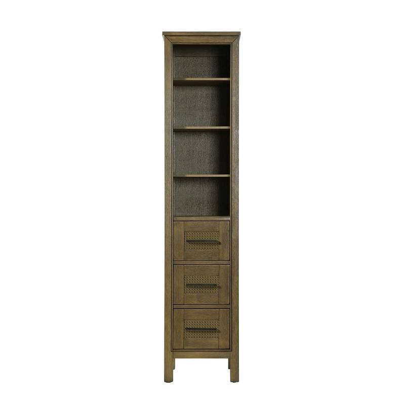 Winslow 16-28 Inch Open Shelving Bath Storage Cabinet - Hazel Oak - 16"