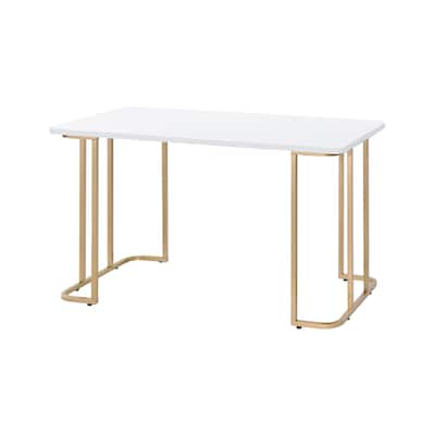 ACME Estie Writing Desk in White and Gold