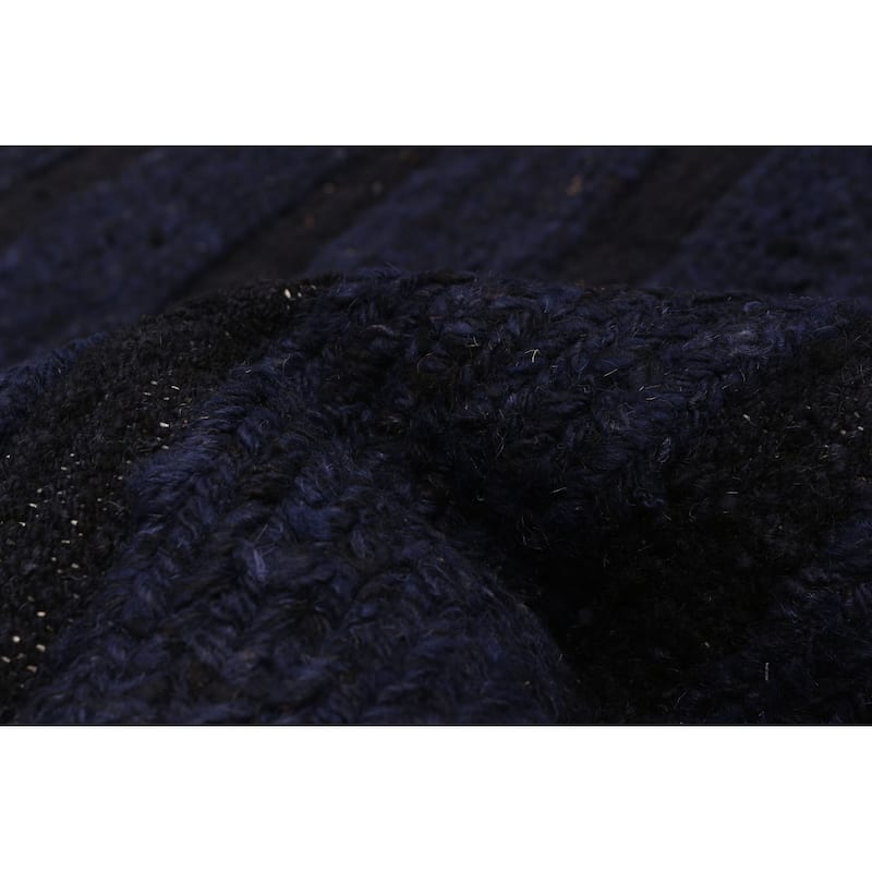 ECARPETGALLERY Flat-Weave Natural Navy Wool Tapestry Kilim - 6'8 x 6'7