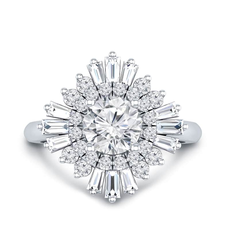 Auriya 14k Gold 1 1/2ctw Ballerina Halo Diamond Engagement Ring Certified (G-H, VS1-VS2)