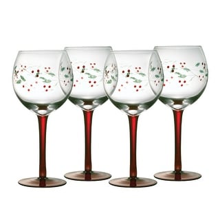 Pfaltzgraff Winterberry 13 Oz Handpainted Goblet Set of 4