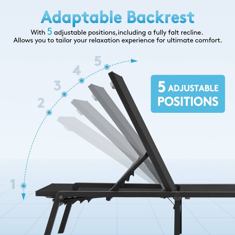 5-Position Reclining Folding Lounge Chair – Adjustable Backrest & Portable Relaxation