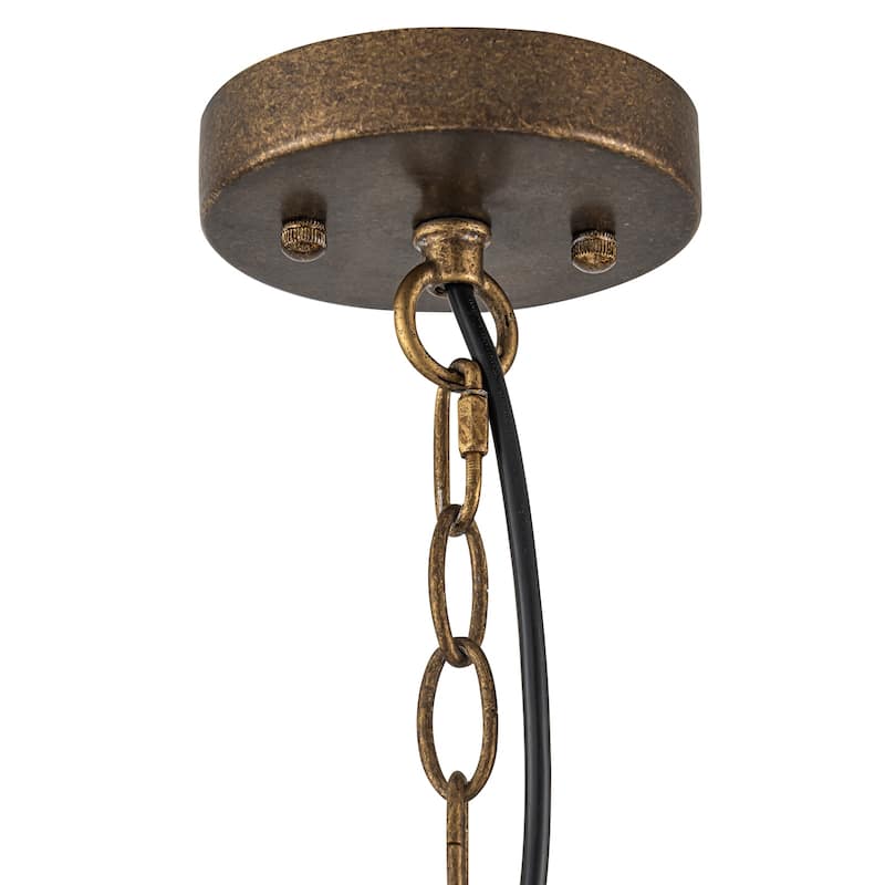 1-Light Antique Gold Chandelier 11.8in. Metal Dome Pendant Light - Antiqued Gold - 11.8''W