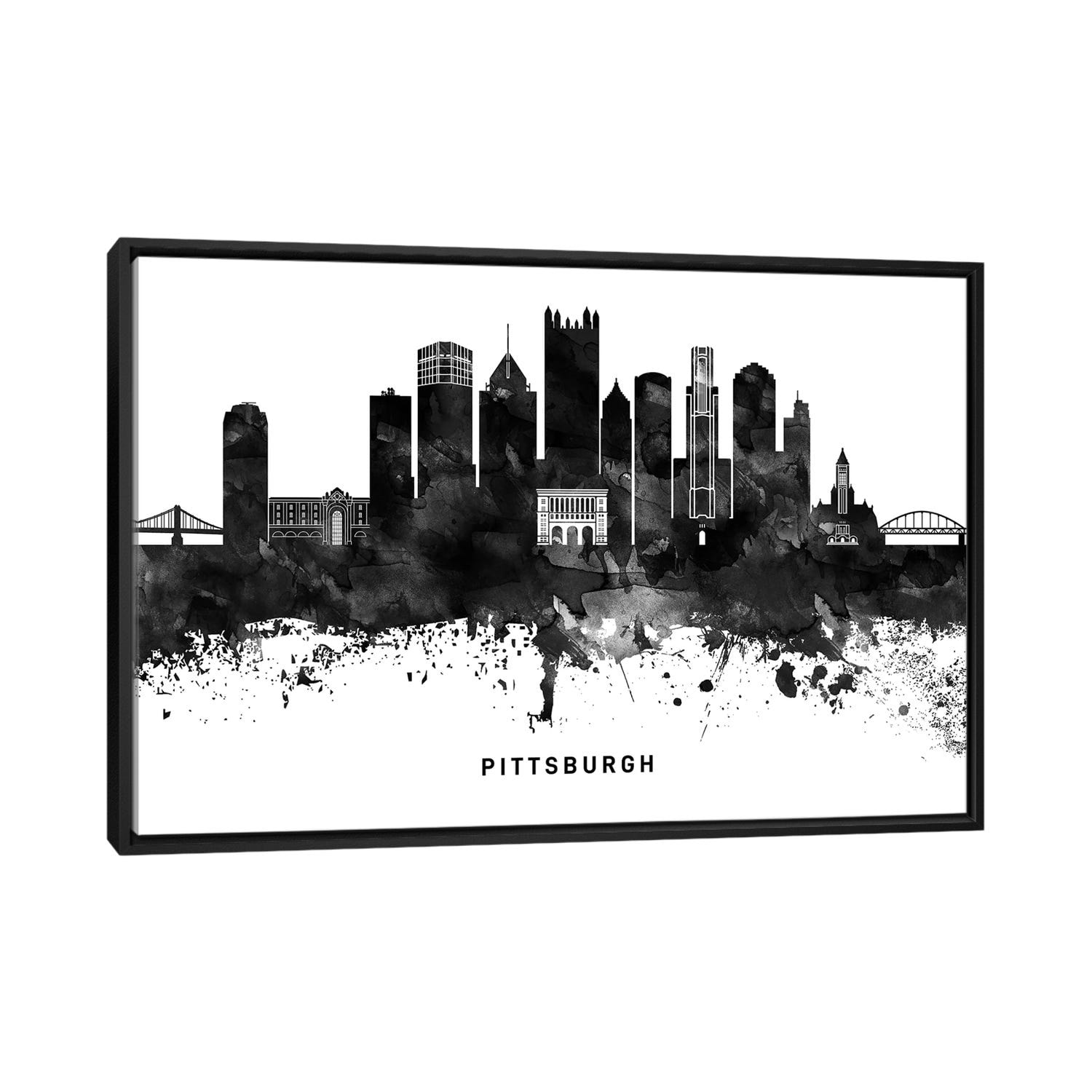 iCanvas Louisville Black and White Framed skylines Art by WallDecorAddict Canvas Art Wall Decor ( places > North America > United States > Kentucky >