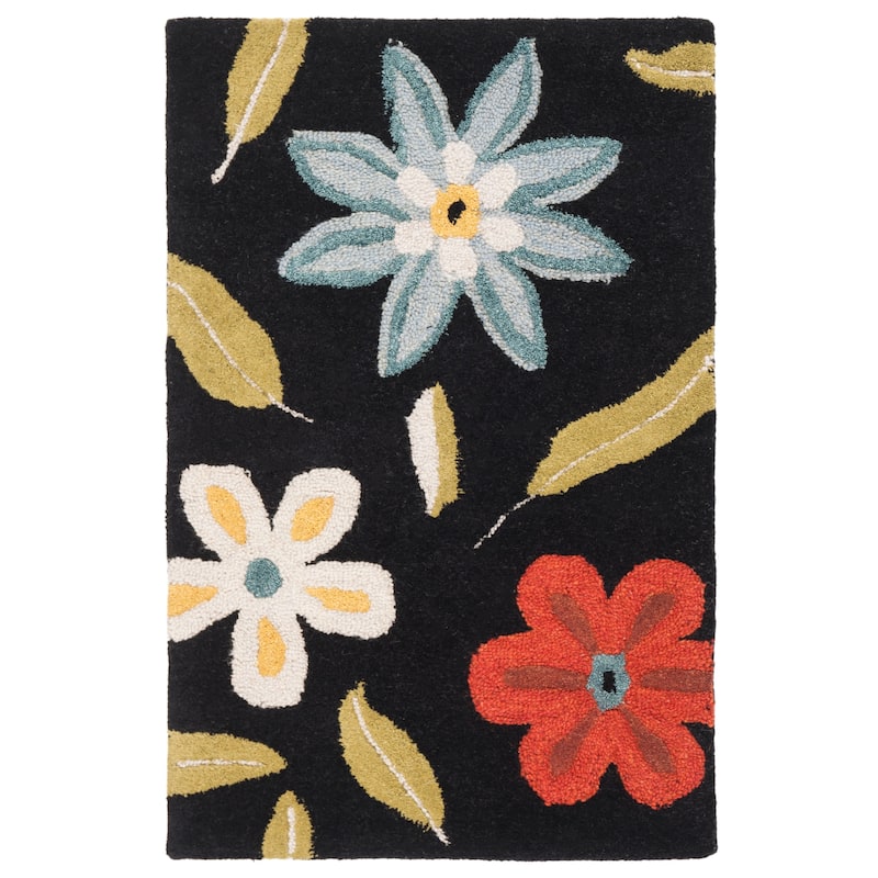 SAFAVIEH Handmade Blossom Gianpiera Modern Floral Wool Rug - 2'6" x 4' - Black/Multi