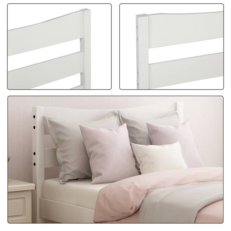 35.4" Height Wood Platform Bed with Headboard,Footboard and Wood Slat Support