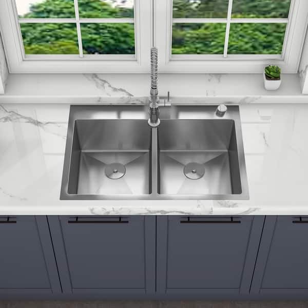 Sinber Drop in Double Bowl 304 Stainless Steel Kitchen Sink