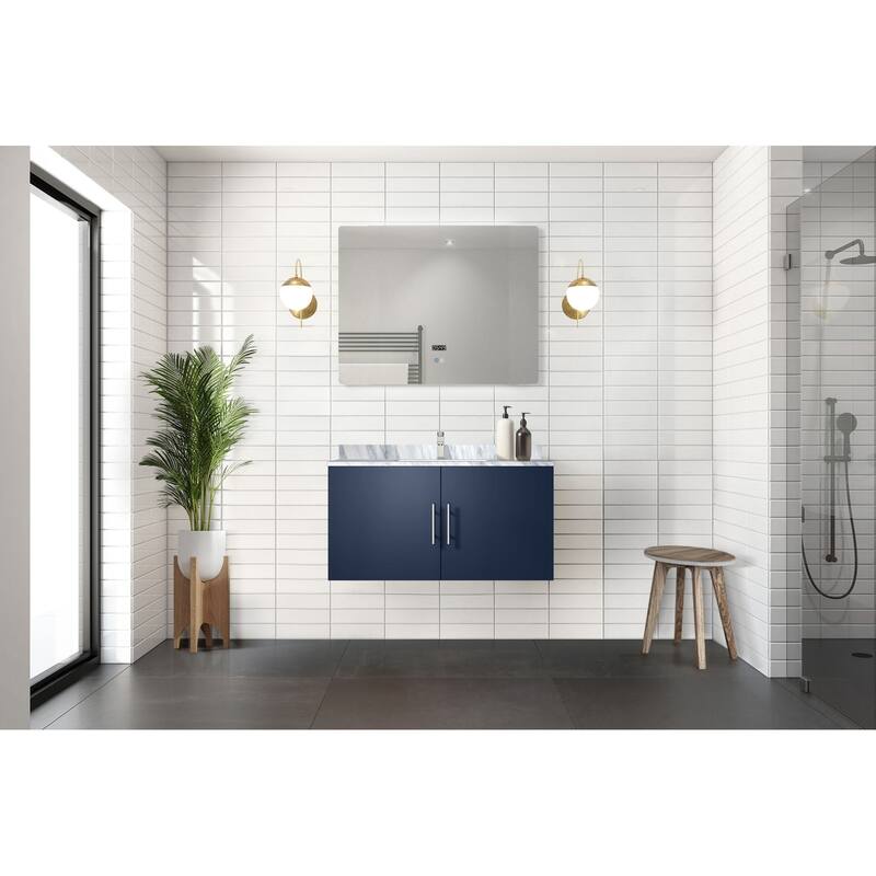 36" Bathroom Vanity with Marble Top, Stainless Steel Faucet, 36x32 Mirror Included, Scratch & Stain Resistant Surface
