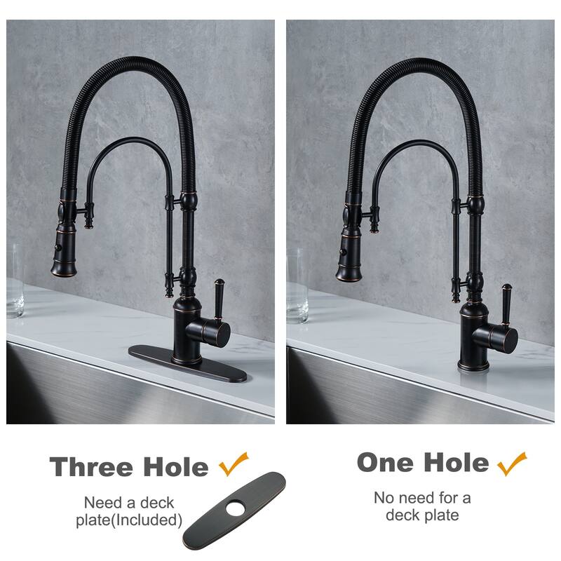WOWOW Single Handle Gooseneck Pull Down Sprayer Kitchen Faucet