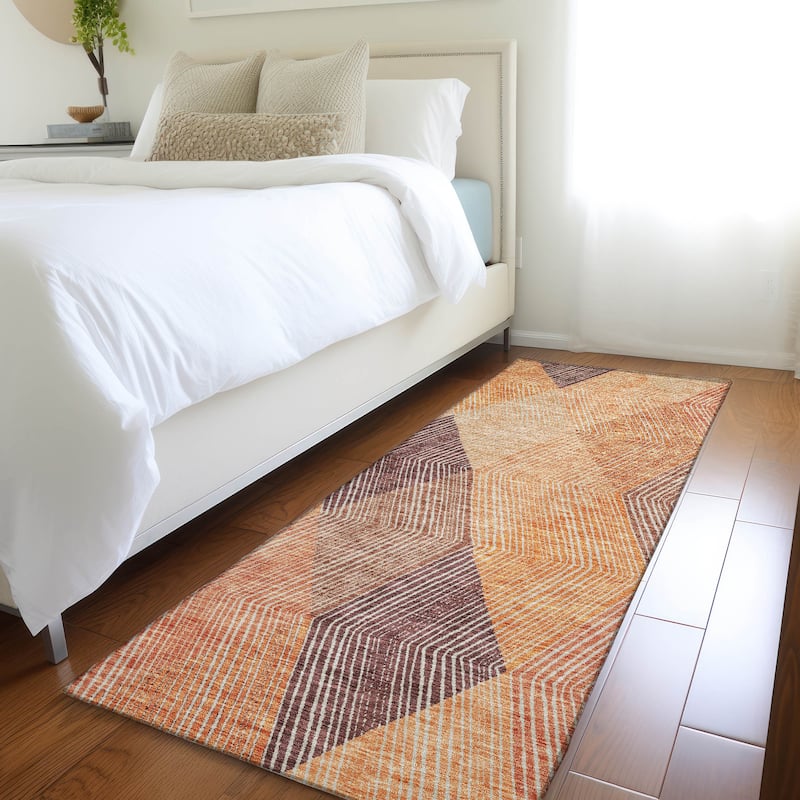 Premium Washable Super Soft Modern Fusion Mayfield Rug - Orange - 2'3" x 7'6"