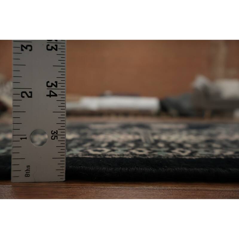 Hand Knotted Oriental 100% Wool Carpet Traditional Geometric Black Bokhara Area Rug - 6' 6'' X 4' 2''