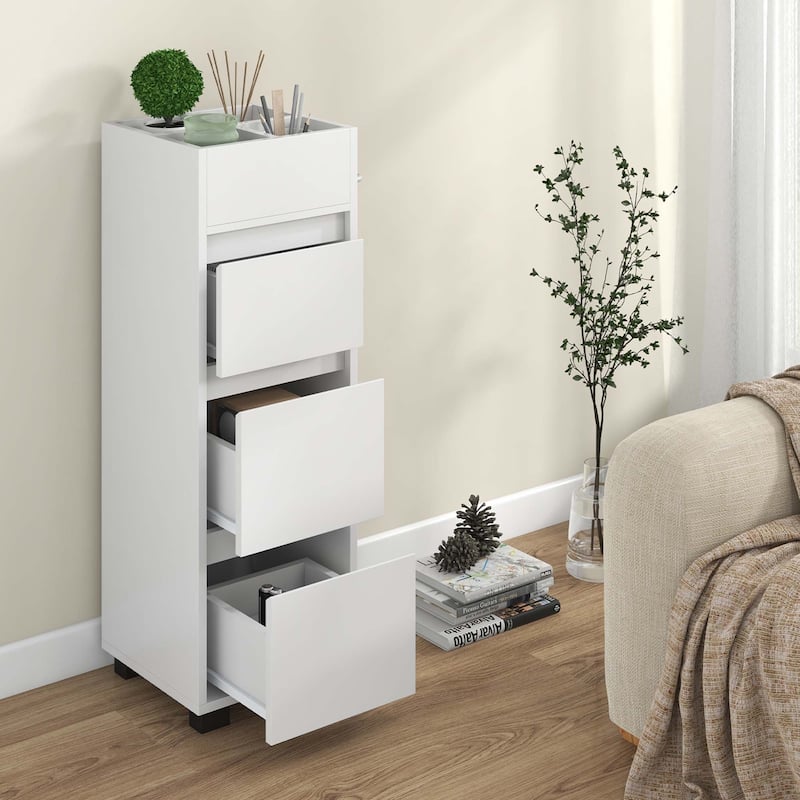 Costway Bathroom Floor Cabinet with 3 Drawers 4 Compartments 2-Side - See Details