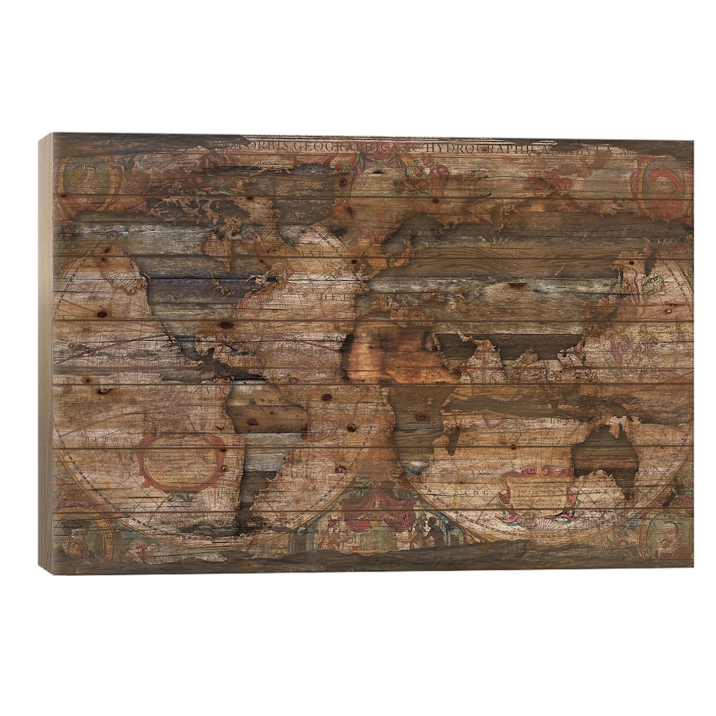 Reclaimed Map Print On Wood by Diego Tirigall - Multi-Color