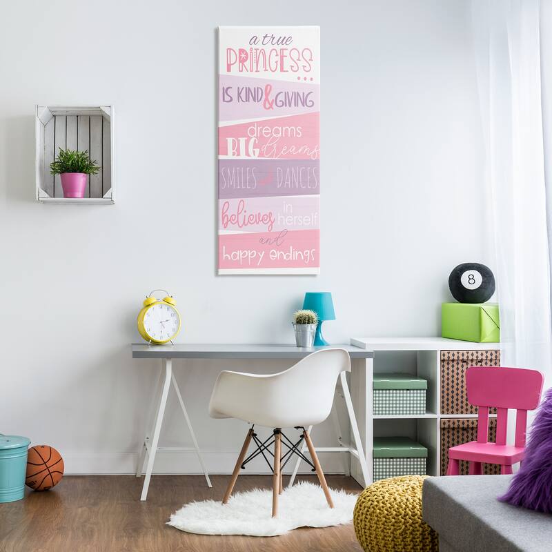 Stupell A True Princess Motivational List Pink Purple Phrases Canvas Wall Art