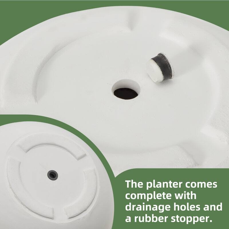 Modern Style Outdoor Planters for Porch, Round Planter with Drainage Hole, MgO Flower Pots,White/Black - N/A