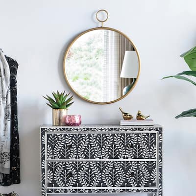 Circle Wall Mirror with Gold Metal Frame