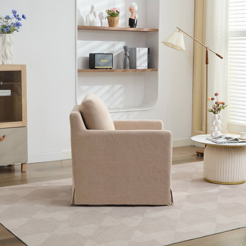 29.92'' Swivel Accent Chair, Upholstered Skirted Swivel Chair with Removable Back Cushion, 360 Degree Comfy Armchair