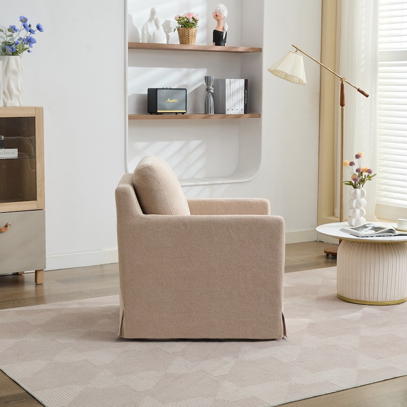 Chenille Upholstered Swivel Accent Chair, Single Sofa Chair with Removable Back Cushion, Lounge Armchair with Metal Base