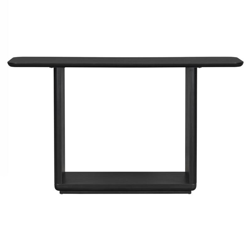 Elegant Minimalist Console Table with Curved Corners,Natural Wood Veneer,U-Base Design for Easy Placement