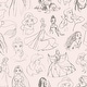 preview thumbnail 1 of 5, RoomMates Disney Princess Sketches Pink Peel and Stick Wallpaper