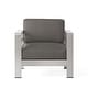 preview thumbnail 16 of 41, Christopher Knight Home Cape Coral Outdoor Aluminum Club Chair with Optional Sunbrella Cushions