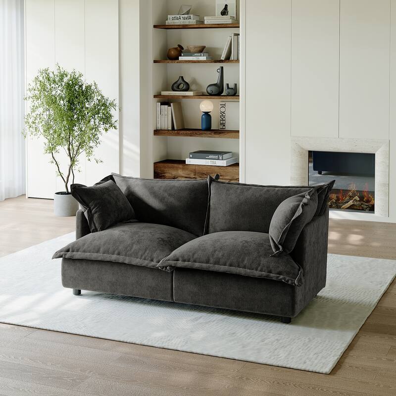 80"W Upholstered Chenille Comfy Cloud Couch Modular Sectional Sofa